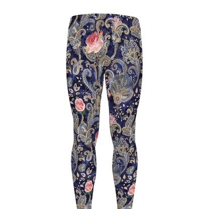 Indian Rose Paisley Pattern Print Men's leggings