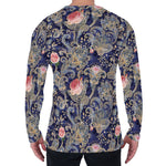 Indian Rose Paisley Pattern Print Men's Long Sleeve T-Shirt