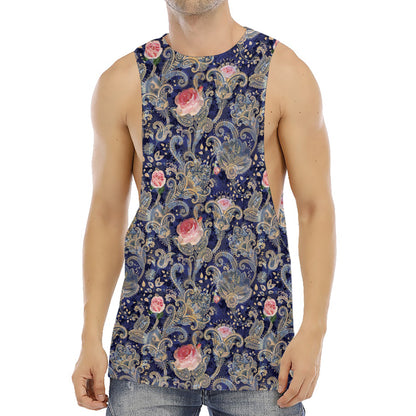 Indian Rose Paisley Pattern Print Men's Muscle Tank Top