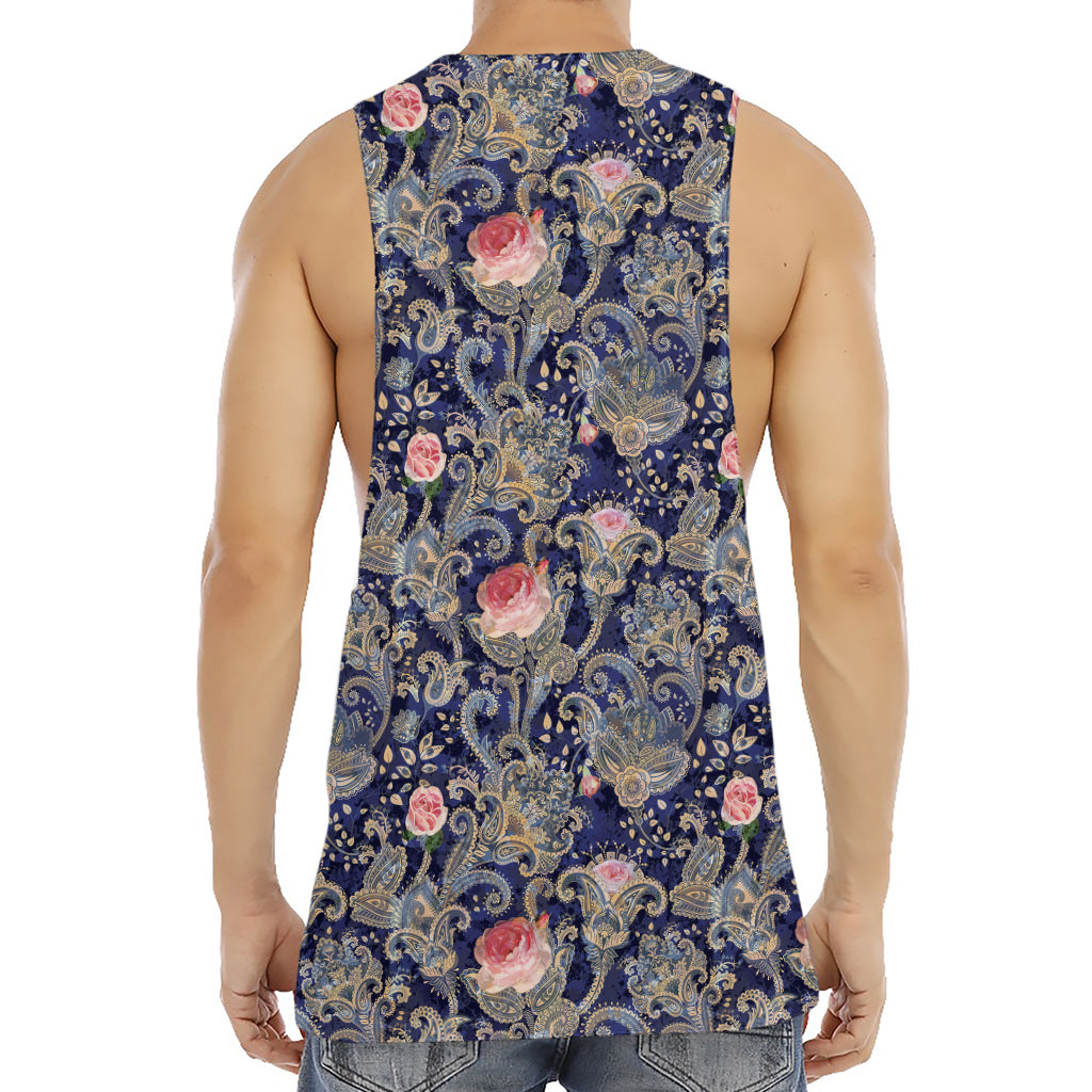 Indian Rose Paisley Pattern Print Men's Muscle Tank Top