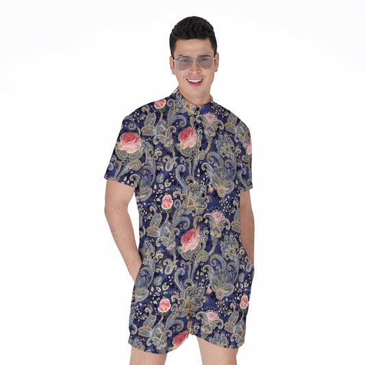 Indian Rose Paisley Pattern Print Men's Rompers