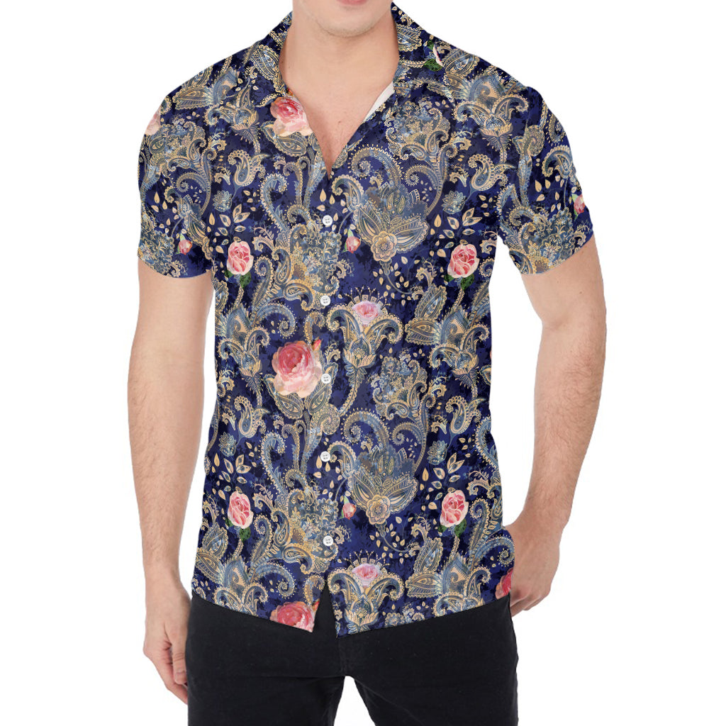 Indian Rose Paisley Pattern Print Men's Shirt