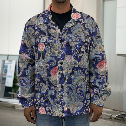 Indian Rose Paisley Pattern Print Men's Shirt Jacket