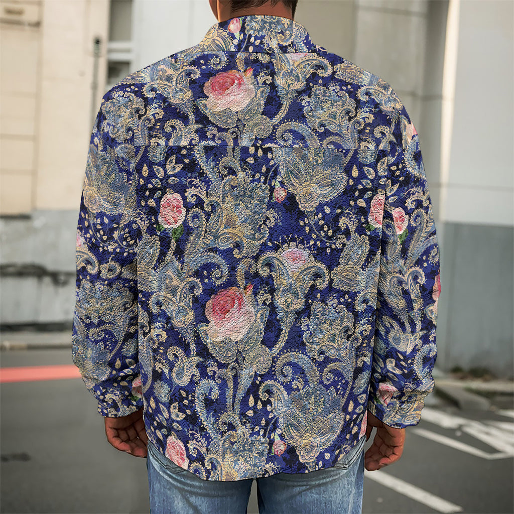 Indian Rose Paisley Pattern Print Men's Shirt Jacket