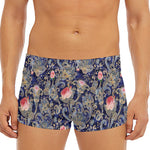 Indian Rose Paisley Pattern Print Men's Short Boxer Briefs