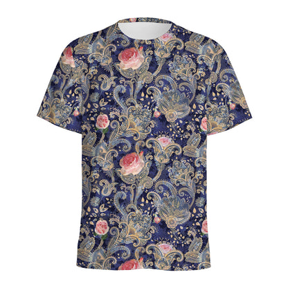 Indian Rose Paisley Pattern Print Men's Sports T-Shirt