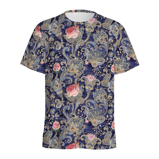 Indian Rose Paisley Pattern Print Men's Sports T-Shirt