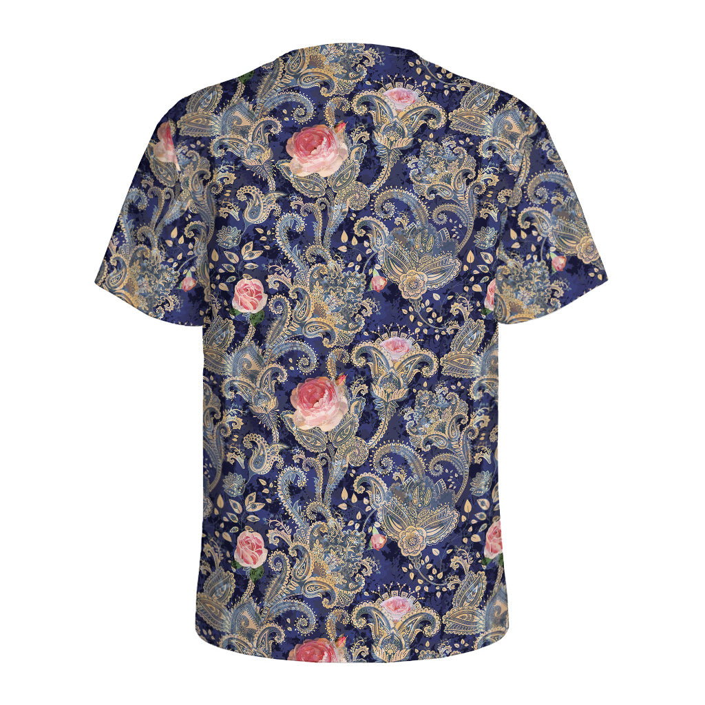 Indian Rose Paisley Pattern Print Men's Sports T-Shirt