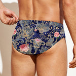 Indian Rose Paisley Pattern Print Men's Swim Briefs