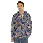 Indian Rose Paisley Pattern Print Men's Velvet Pullover Hoodie