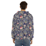 Indian Rose Paisley Pattern Print Men's Velvet Pullover Hoodie