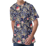 Indian Rose Paisley Pattern Print Men's Velvet T-Shirt