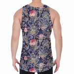 Indian Rose Paisley Pattern Print Men's Velvet Tank Top