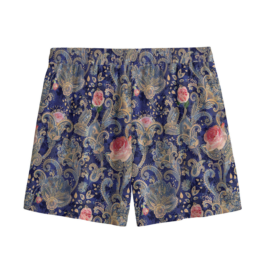 Indian Rose Paisley Pattern Print Mesh Shorts