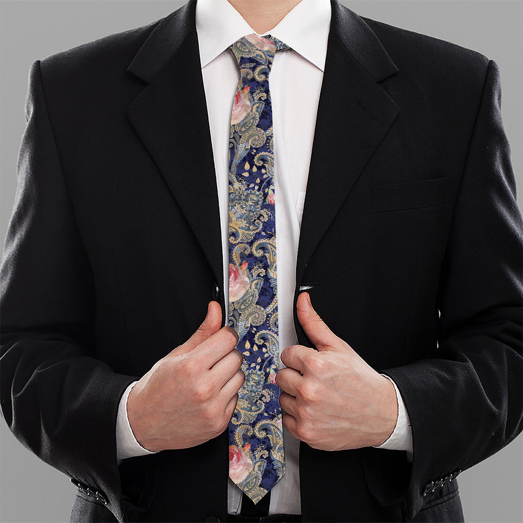 Indian Rose Paisley Pattern Print Necktie