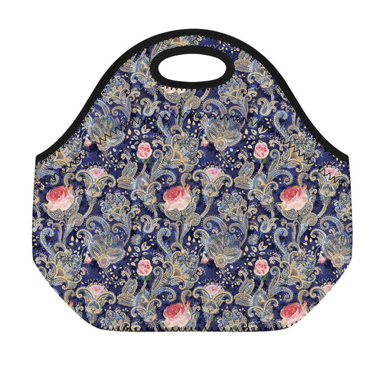 Indian Rose Paisley Pattern Print Neoprene Lunch Bag