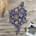 Indian Rose Paisley Pattern Print One Shoulder Bodysuit