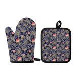 Indian Rose Paisley Pattern Print Oven Mitt And Pot Holder Set