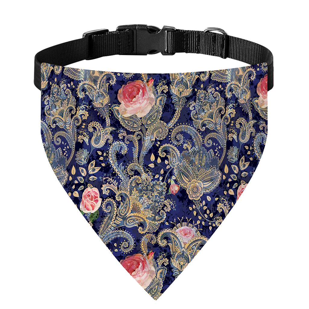 Indian Rose Paisley Pattern Print Over The Collar Dog Bandana