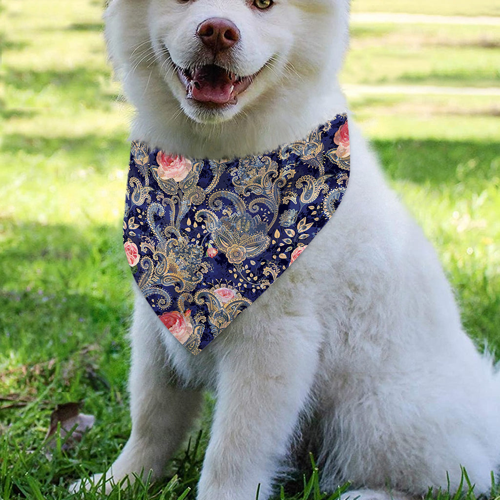 Indian Rose Paisley Pattern Print Over The Collar Dog Bandana