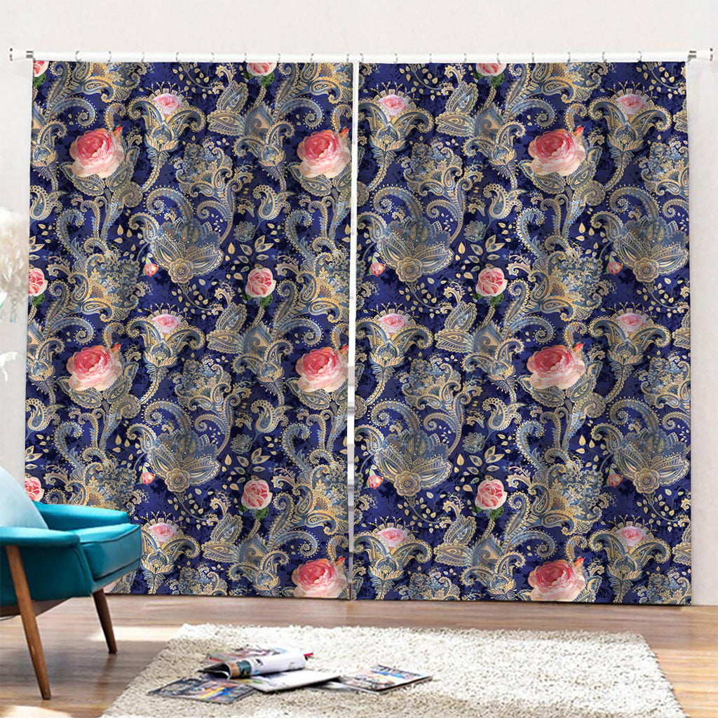 Indian Rose Paisley Pattern Print Pencil Pleat Curtains