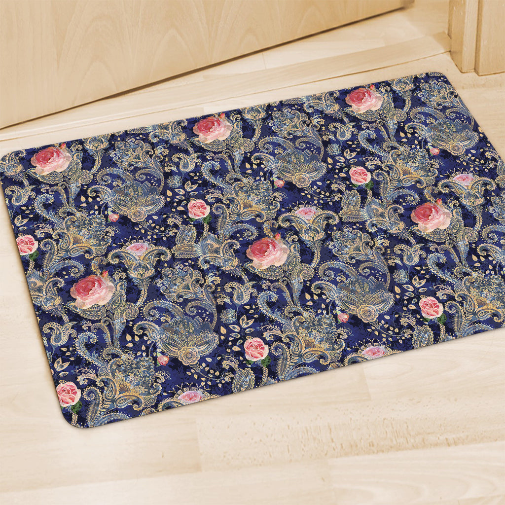 Indian Rose Paisley Pattern Print Polyester Doormat