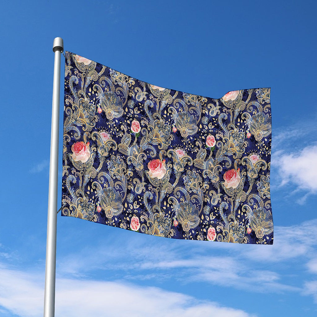Indian Rose Paisley Pattern Print Polyester Flag