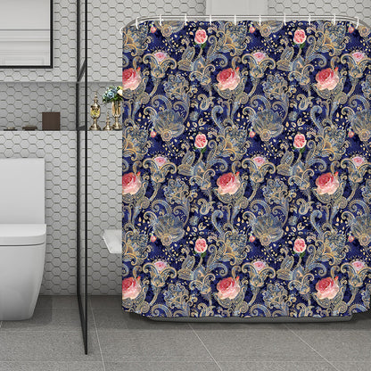 Indian Rose Paisley Pattern Print Polyester Shower Curtain