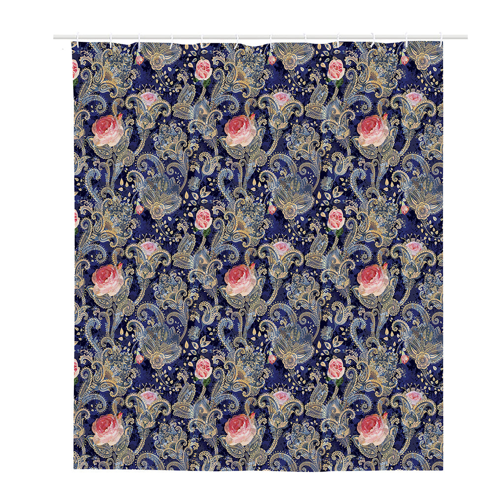 Indian Rose Paisley Pattern Print Polyester Shower Curtain