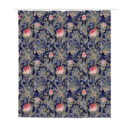 Indian Rose Paisley Pattern Print Polyester Shower Curtain