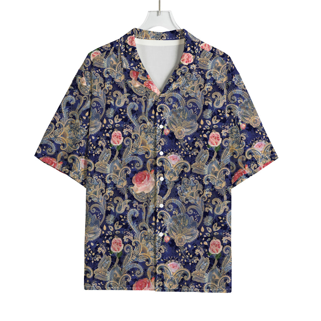 Indian Rose Paisley Pattern Print Rayon Hawaiian Shirt