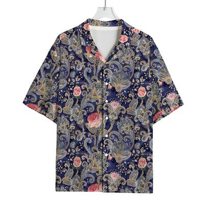 Indian Rose Paisley Pattern Print Rayon Hawaiian Shirt