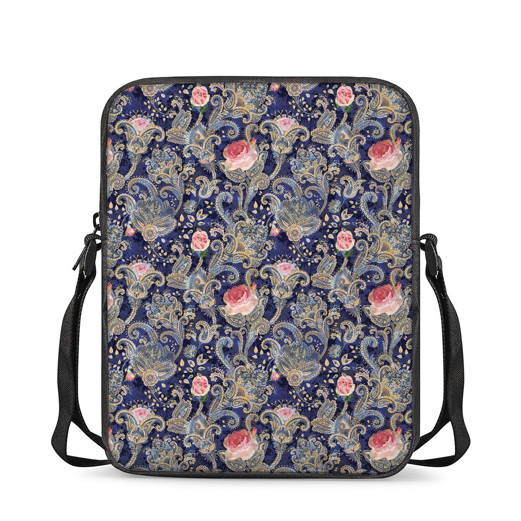 Indian Rose Paisley Pattern Print Rectangular Crossbody Bag