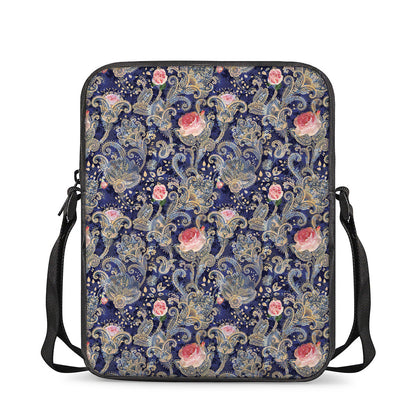 Indian Rose Paisley Pattern Print Rectangular Crossbody Bag