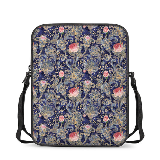 Indian Rose Paisley Pattern Print Rectangular Crossbody Bag
