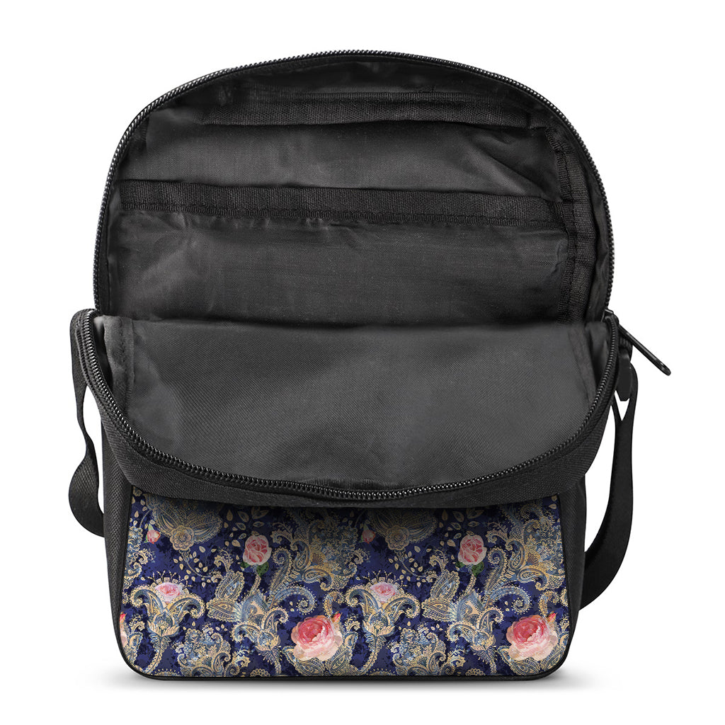 Indian Rose Paisley Pattern Print Rectangular Crossbody Bag