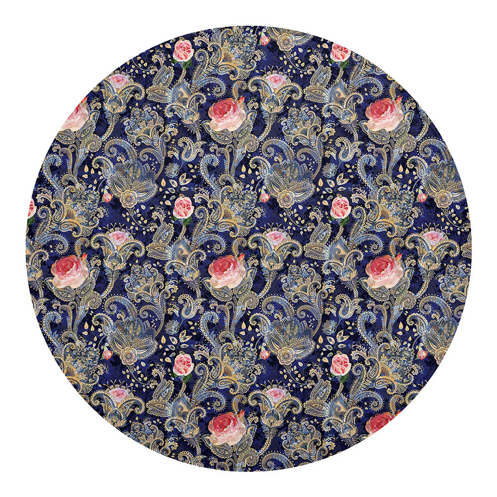 Indian Rose Paisley Pattern Print Round Blanket
