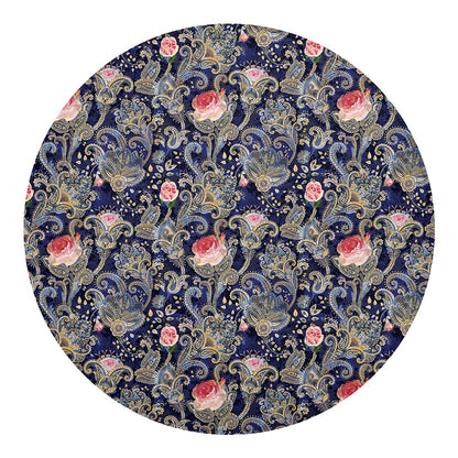 Indian Rose Paisley Pattern Print Round Blanket