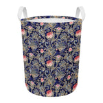 Indian Rose Paisley Pattern Print Round Laundry Basket