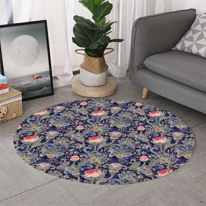 Indian Rose Paisley Pattern Print Round Rug