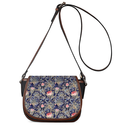 Indian Rose Paisley Pattern Print Saddle Bag