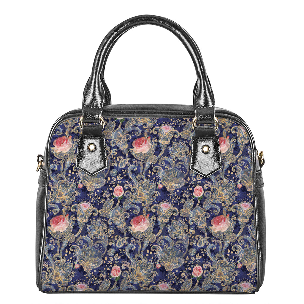 Indian Rose Paisley Pattern Print Shoulder Handbag