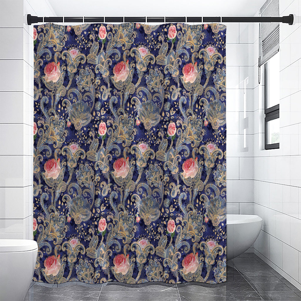 Indian Rose Paisley Pattern Print Shower Curtain