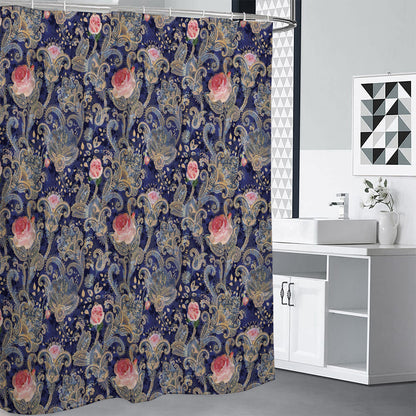 Indian Rose Paisley Pattern Print Shower Curtain