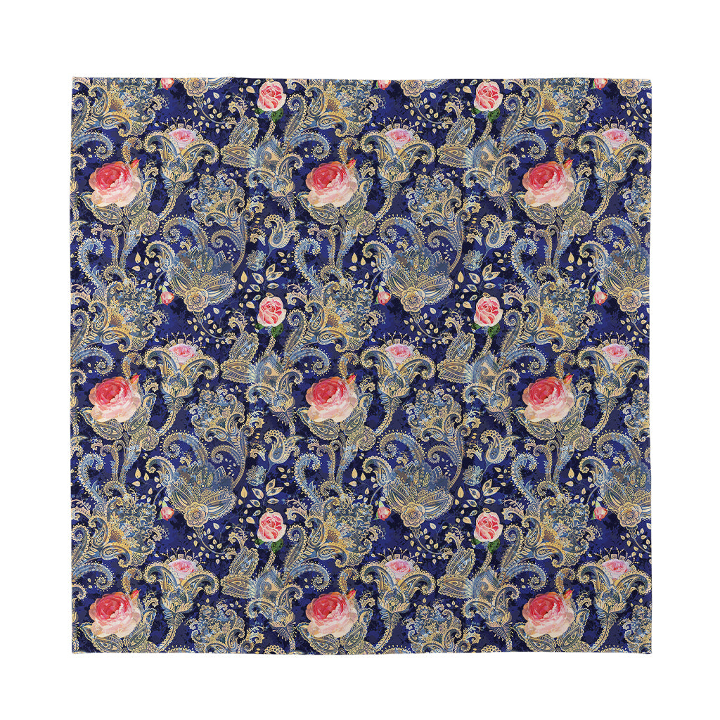 Indian Rose Paisley Pattern Print Silk Bandana