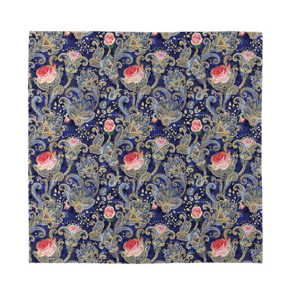 Indian Rose Paisley Pattern Print Silk Bandana