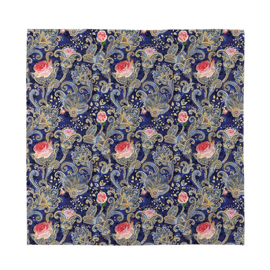 Indian Rose Paisley Pattern Print Silk Bandana