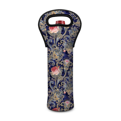 Indian Rose Paisley Pattern Print Single Neoprene Wine Tote