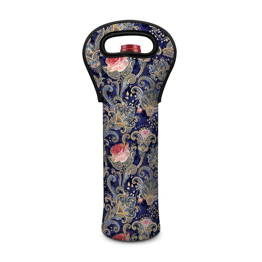 Indian Rose Paisley Pattern Print Single Neoprene Wine Tote
