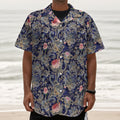 Indian Rose Paisley Pattern Print Textured Short Sleeve Shirt